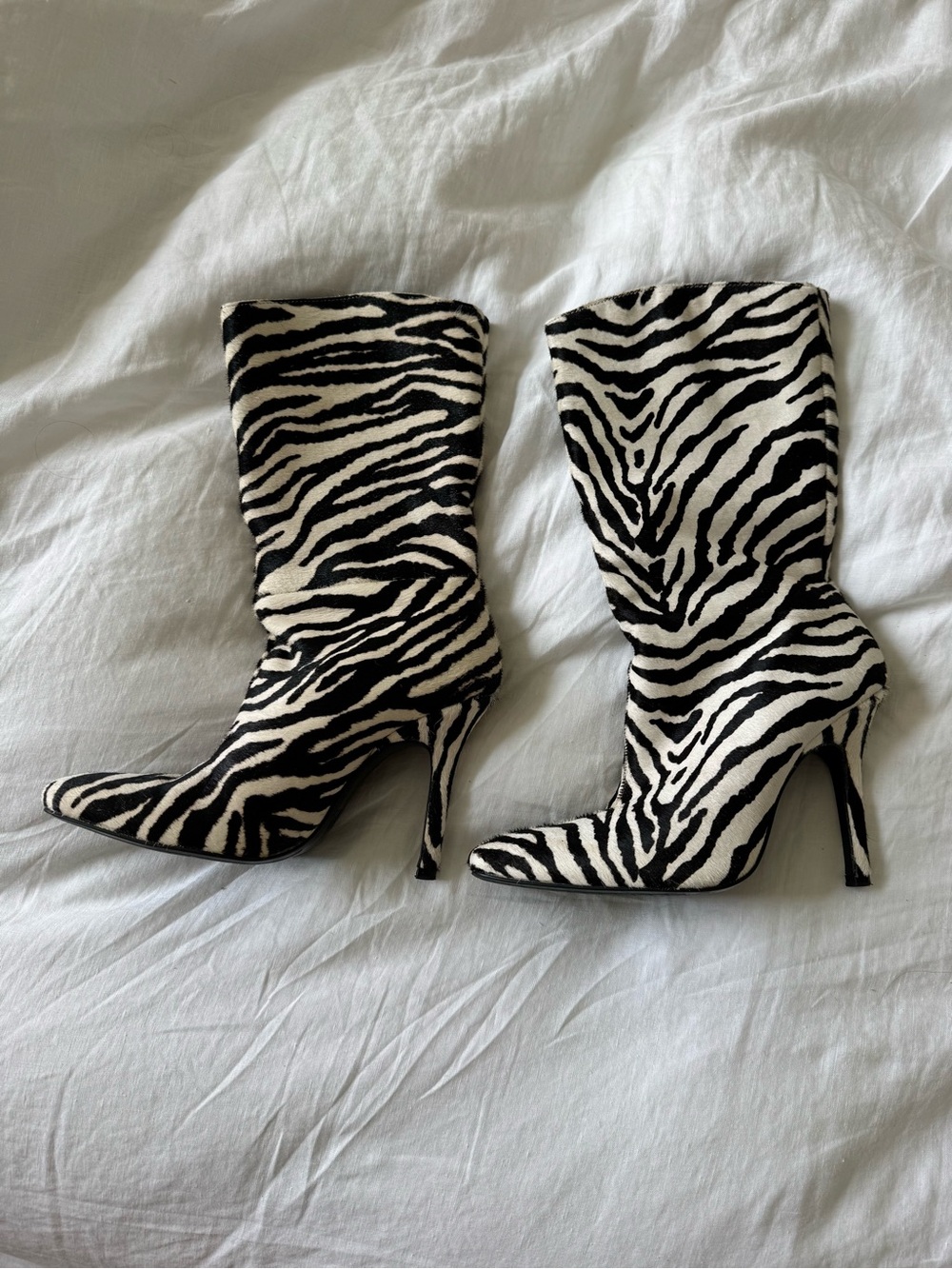 Zebra zebra Print calf hair Pointed Toe heeled Boots